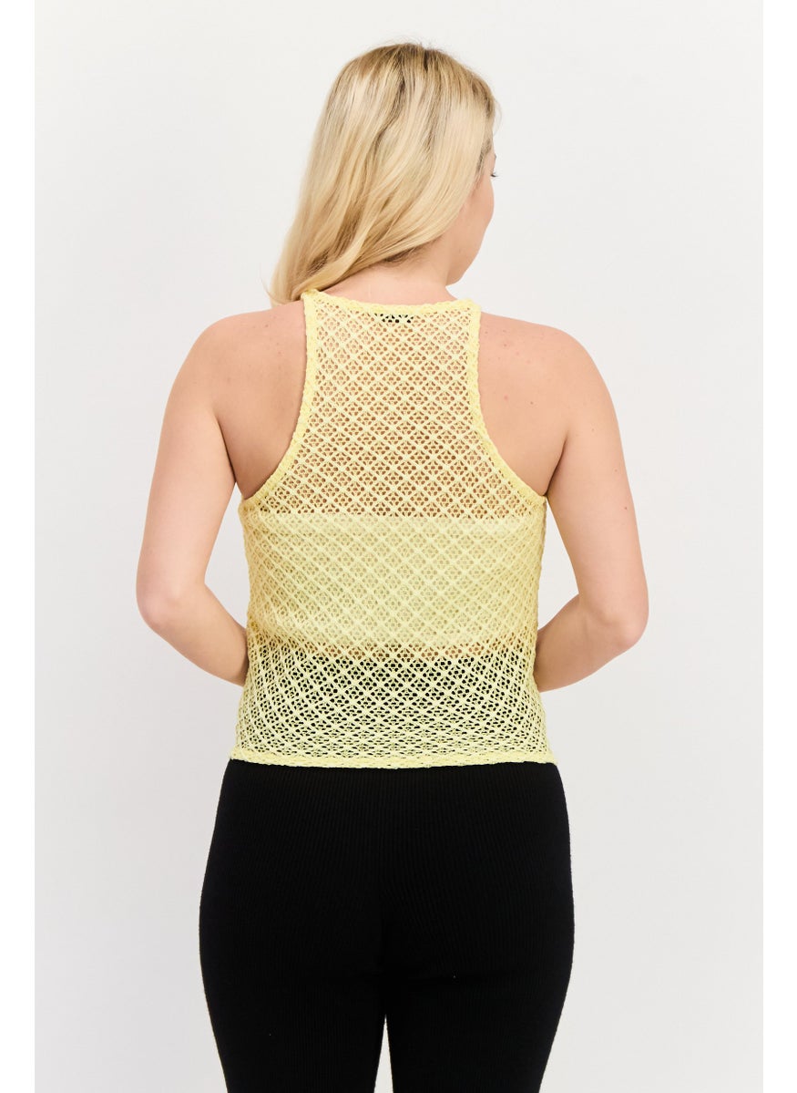 UNDIZ - Women Textured Sleeveless Pajama Top, Yellow - Image 1