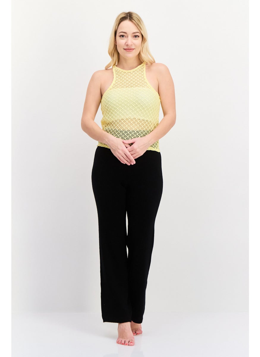 UNDIZ - Women Textured Sleeveless Pajama Top, Yellow - Image 1