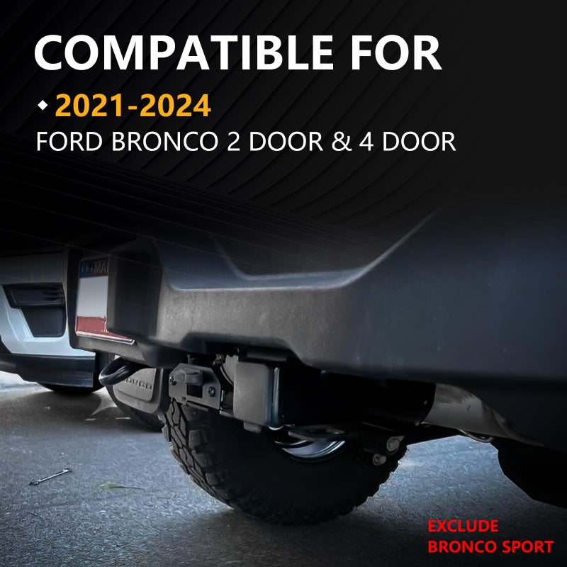 YZONA for Ford Bronco Hitch Tow Trailer Kit Compatible for 2021 2022 2023 2024 2025 Ford Bronco 2 Door & 4 Door Hitch Receiver with Cover, 2 Inch Rear Bumper Towing Hook (Exclude Bronco Sport) - Image 2