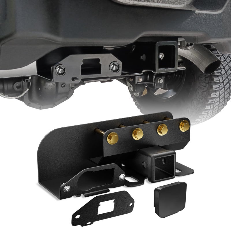 YZONA for Ford Bronco Hitch Tow Trailer Kit Compatible for 2021 2022 2023 2024 2025 Ford Bronco 2 Door & 4 Door Hitch Receiver with Cover, 2 Inch Rear Bumper Towing Hook (Exclude Bronco Sport) - Image 1
