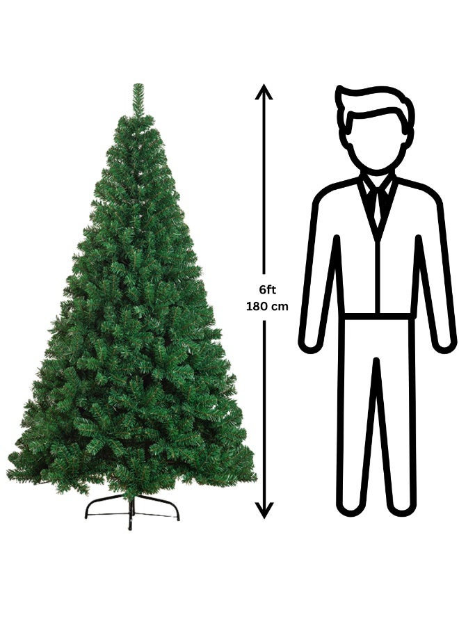 Miraj Christmas Tree with Built in Lights - Attached with Ribbon and Skirt  - Made by Premium Quality PVC Retardant PE - With Sturdy & Stable Metal Stand - Artificial Tree for Home, Church, Parties, Gift for Families,Indoor & Outdoor Events - Image 2
