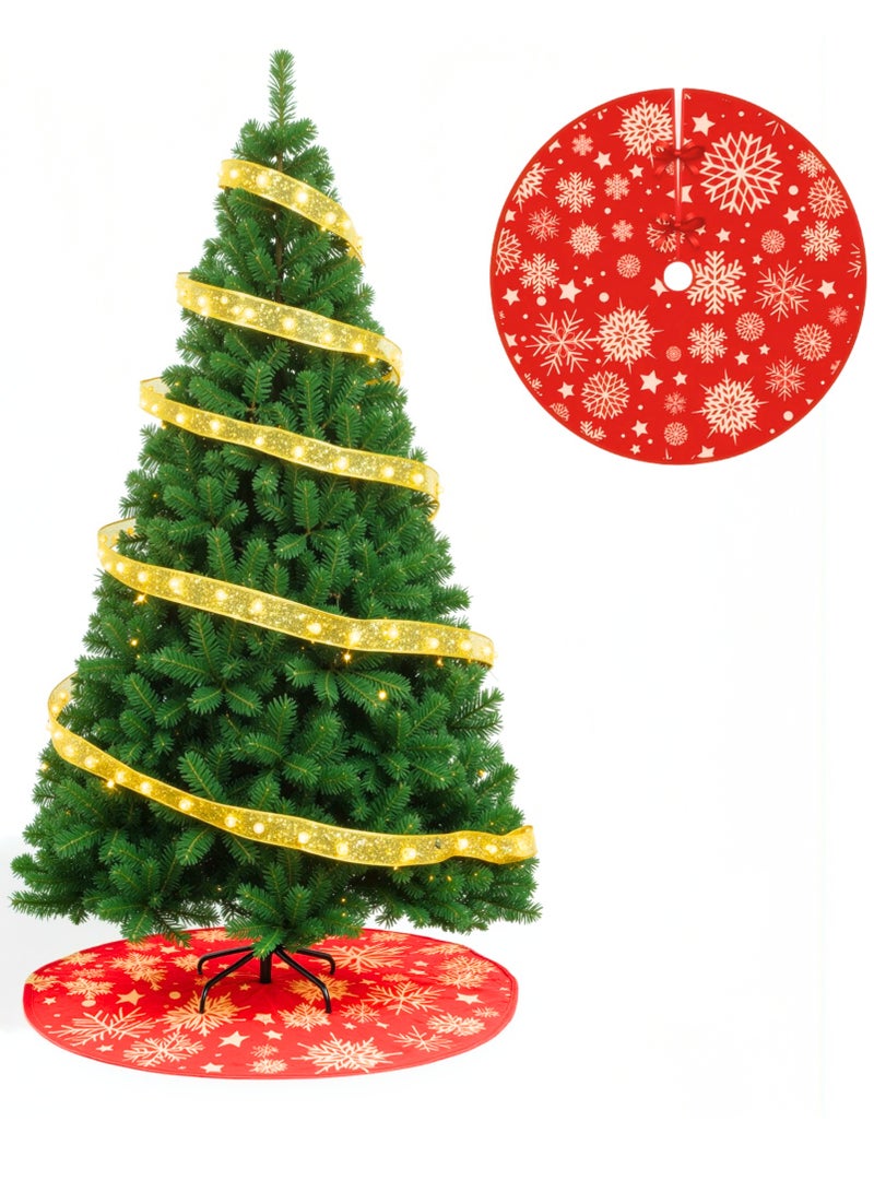 Miraj Christmas Tree with Built in Lights - Attached with Ribbon and Skirt  - Made by Premium Quality PVC Retardant PE - With Sturdy & Stable Metal Stand - Artificial Tree for Home, Church, Parties, Gift for Families,Indoor & Outdoor Events - Image 1