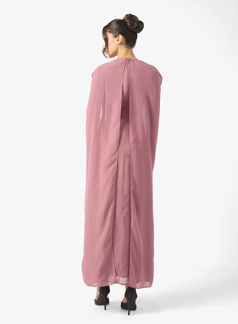 MARYISA Saira Cape Detailed Modest Maxi Dress - Image 2