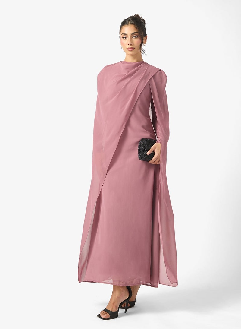 MARYISA Saira Cape Detailed Modest Maxi Dress - Image 1