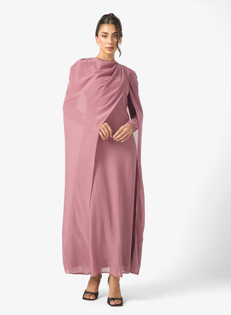 MARYISA Saira Cape Detailed Modest Maxi Dress - Image 4