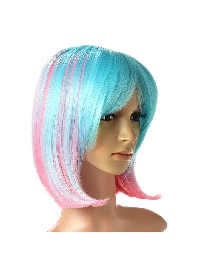 AGPtek Gptek Multicolor Ombre Short Bob Wig Shoulder Length Hair Extension With Stretchable Hairnet - Image 1