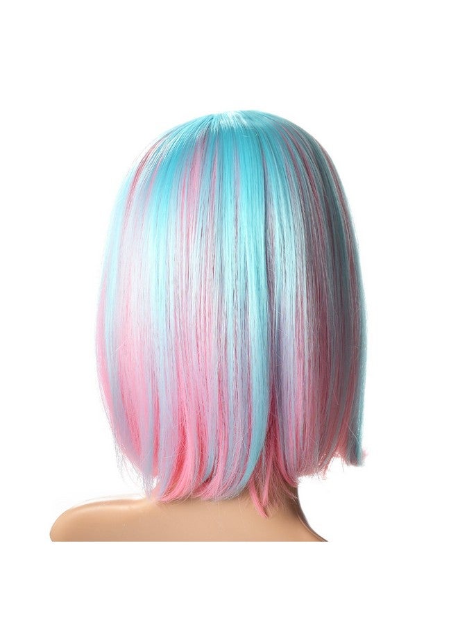 AGPtek Gptek Multicolor Ombre Short Bob Wig Shoulder Length Hair Extension With Stretchable Hairnet - Image 3