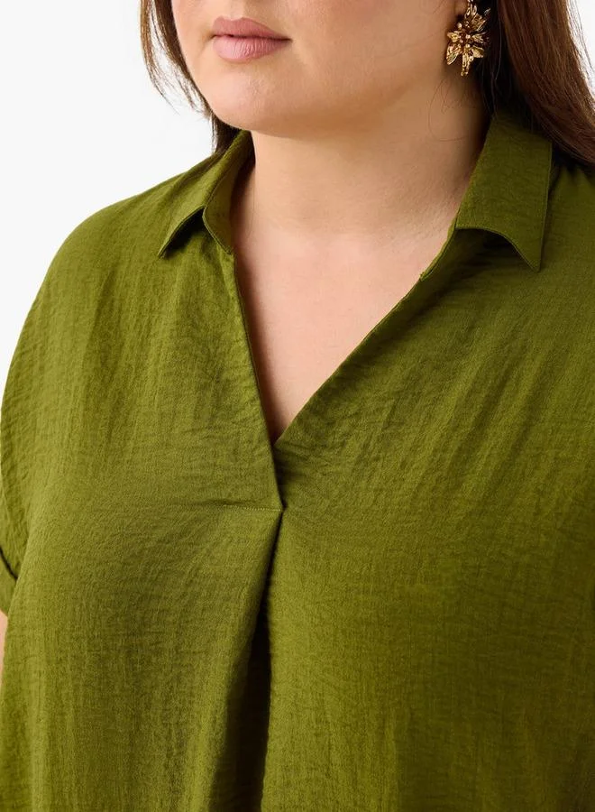 Ulla Popken Plus Size Ulla Popken Pleat Front Top