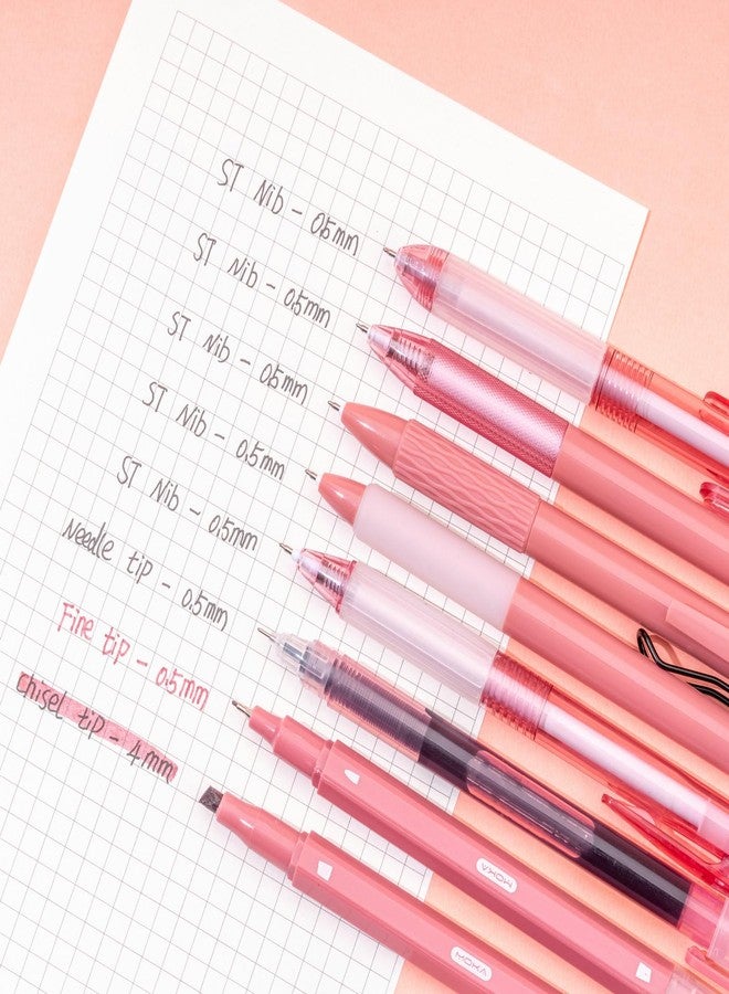 WINK Gel Pens Journaling Highlighters - Aesthetic Fine Point Retractable 0.7mm Black Pen Journal Set Assorted Pastel Color Ink 0.5mm Smooth Writing Drawing No Bleed 14ct (Pink) - Image 5