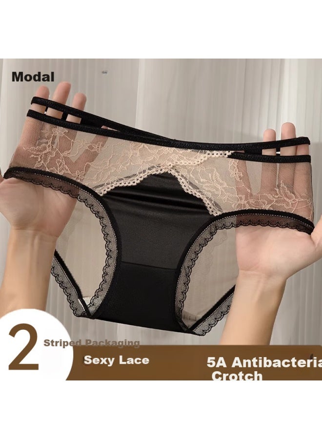Modal Women'S Pearl Satin Seamless Comfortable Triangle Panties Lingerie 2-Pack Xl - Image 1