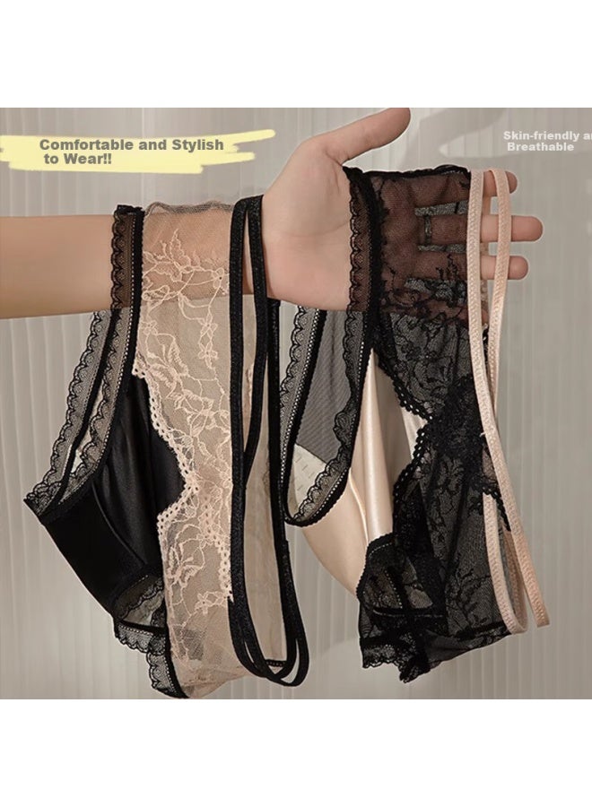 Modal Women'S Pearl Satin Seamless Comfortable Triangle Panties Lingerie 2-Pack Xl - Image 2