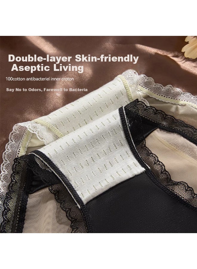 Modal Women'S Pearl Satin Seamless Comfortable Triangle Panties Lingerie 2-Pack Xl - Image 5
