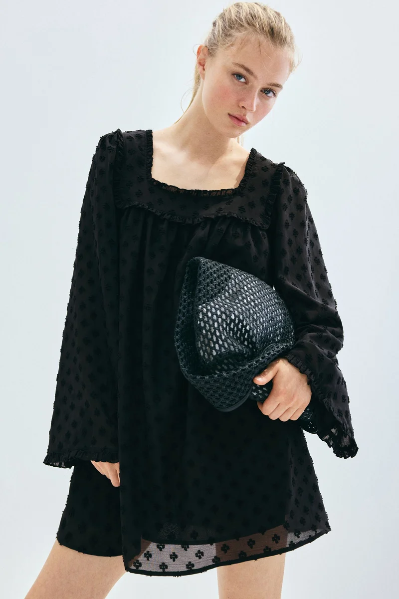 اتش اند ام فستان شفاف من نسيج بلومتي