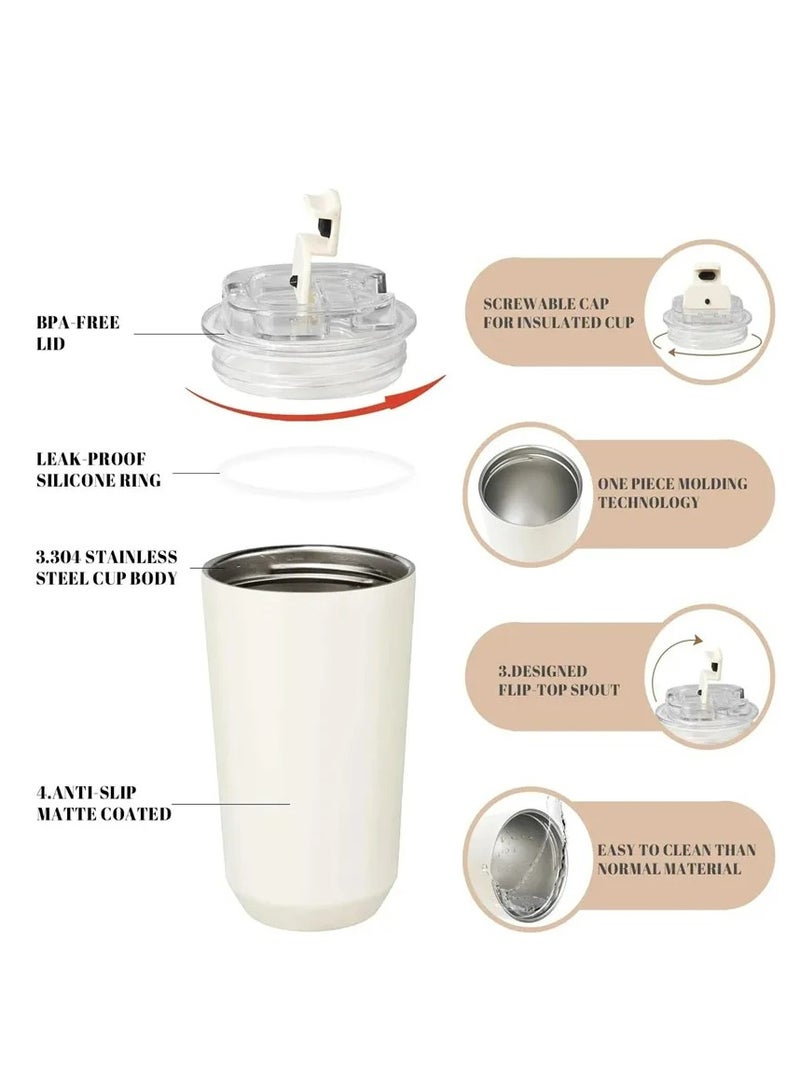 smeg 320ML Beverage Cup Travel Portable Car Drinking Cup Stainless Steel Vacuum Leak proof 320ML Coffee Thermos（Grey）  - Image 3