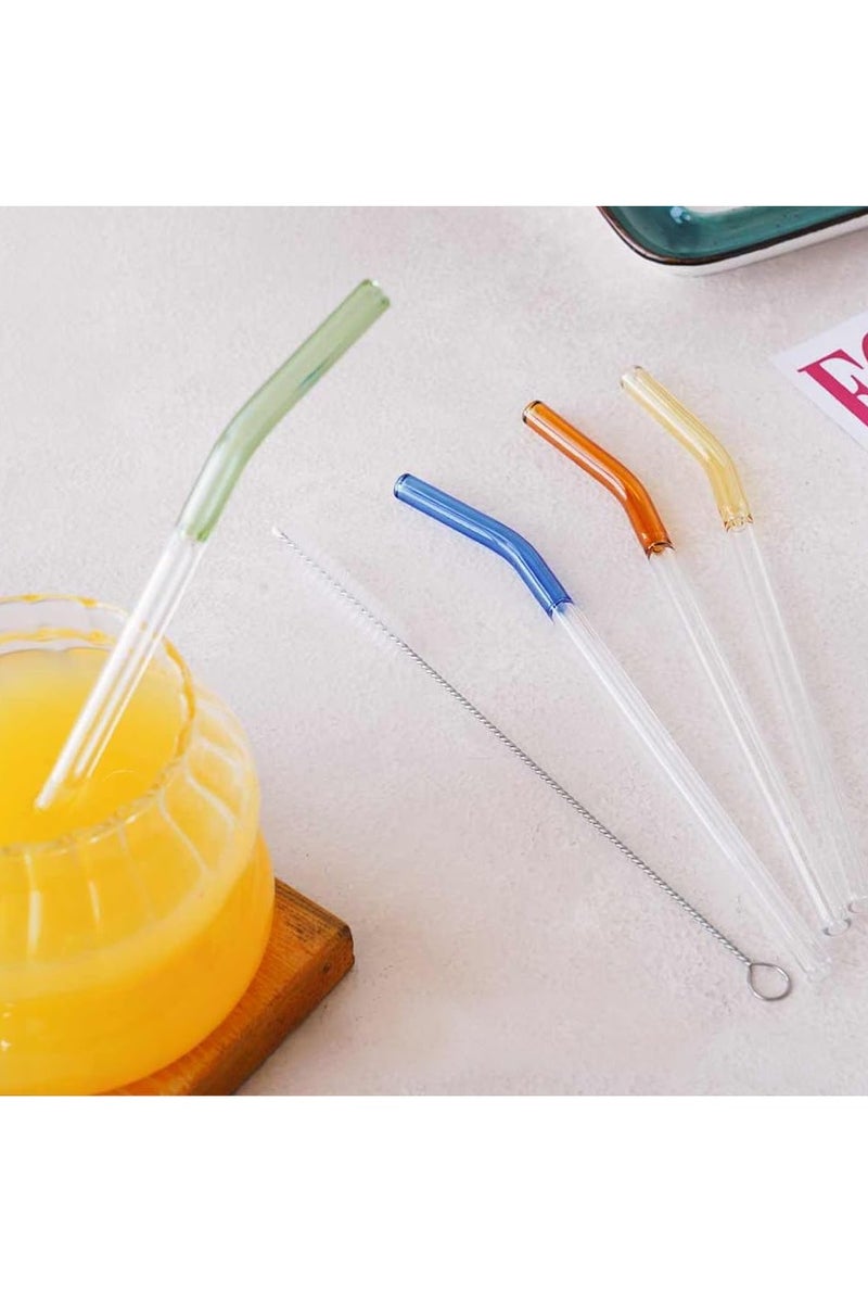 MOMENT مجموعة MOMENT من 4 أنابيب زجاجية قابلة لإعادة الاستخدام، أنبوب زجاجي شفاف، أنابيب ملونة لطيفة مع فرشاة تنظيف، 8''x8MM - Image 3
