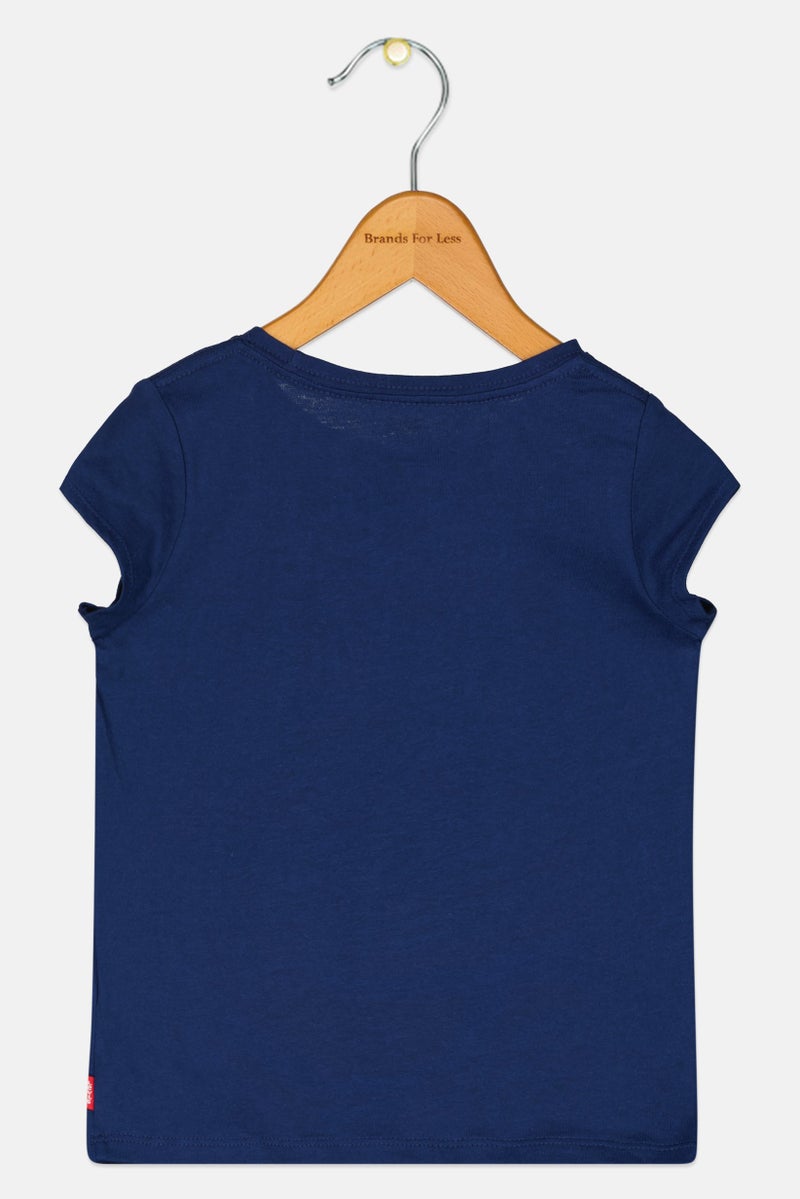 Levi's Toddlers Girl Brand Logo Short Sleeves Top, Navy - Image 2