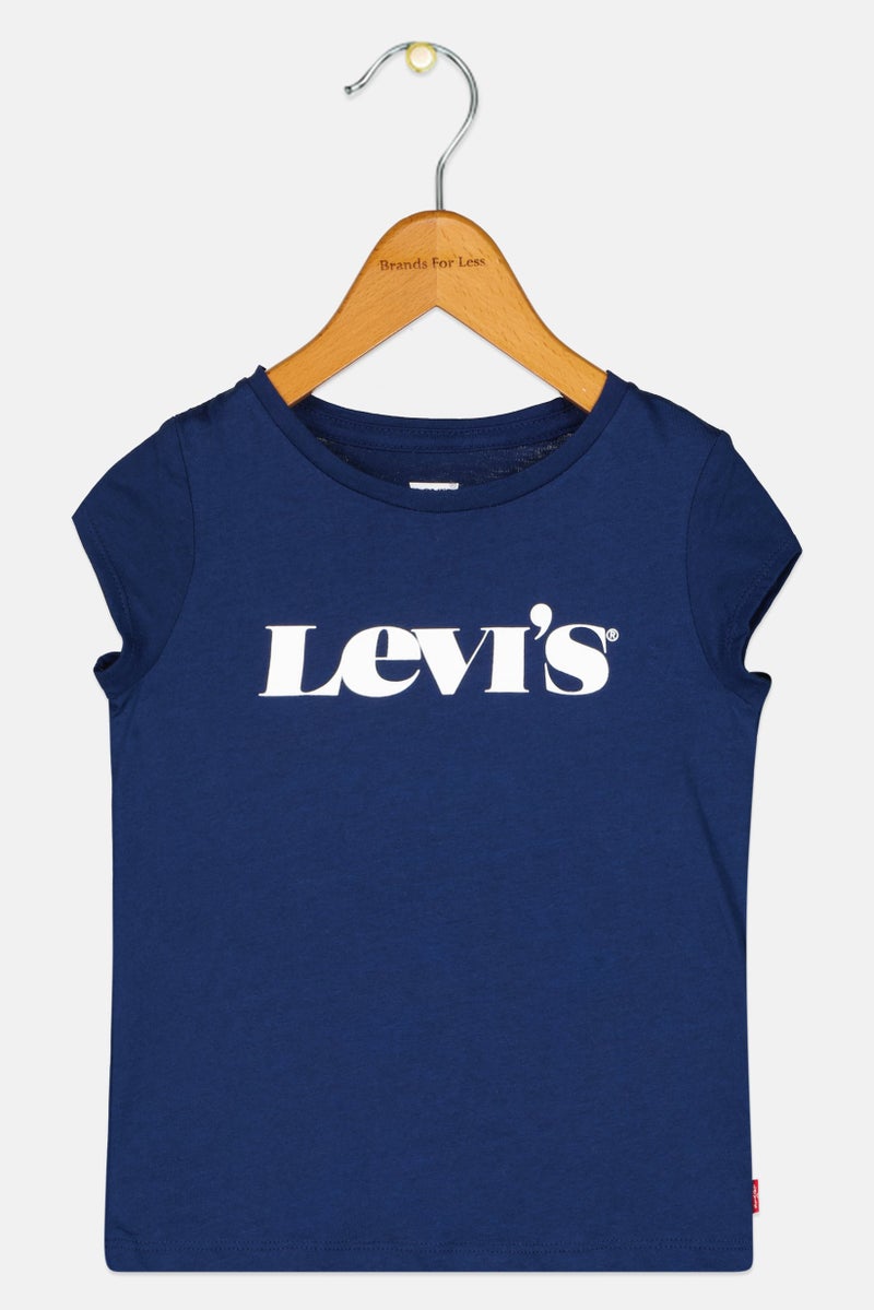 Levi's Toddlers Girl Brand Logo Short Sleeves Top, Navy - Image 1