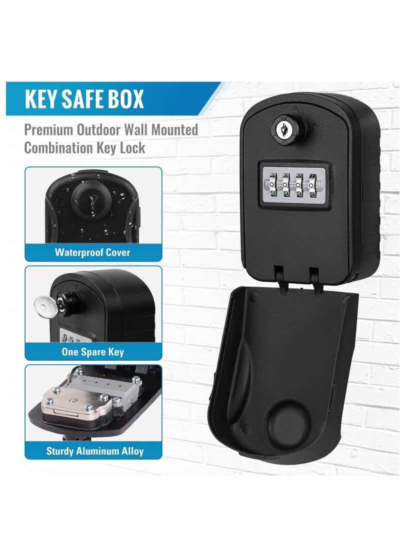 KASTWAVE Key Lock Box Extra Large, 4 Digit Lock and Spare Key Combination Key Safe Box Wall Mounted for Outdoor, Waterproof Key Storage Box Cabinets for Home Office Garage School Black  - Image 2