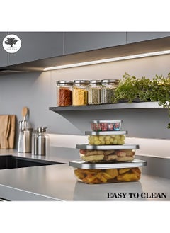 sulfar Sulfar Rectangular Plastic Food Storage Container with Air Tight Lid Kitchen Container Meat Box Fridge and Freezer Storage Boxes Bowl - 225ml, 325ml, 650ml, 1250ml, 4 Pcs, Clear (Grey)  - Image 5