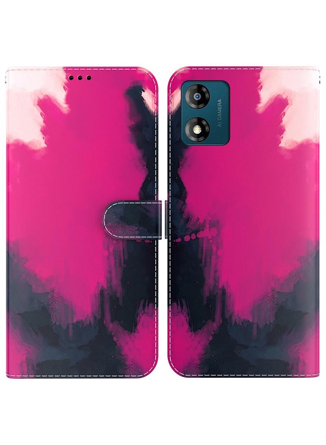 اس-توب جراب هاتف موتورولا موتو E13 بنمط ألوان مائية مصنوع من الجلد القابل للطي - Image 1