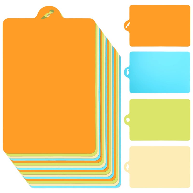 20 Pcs Flexible Cutting Board Mats Plastic Cutting Mats Non Slip Chopping Board Dishwasher Safe Anti Skid Extra Thick Cutting Mats with Food Shaped Hanging Holes for Kitchen Food about 14 x 94 inch