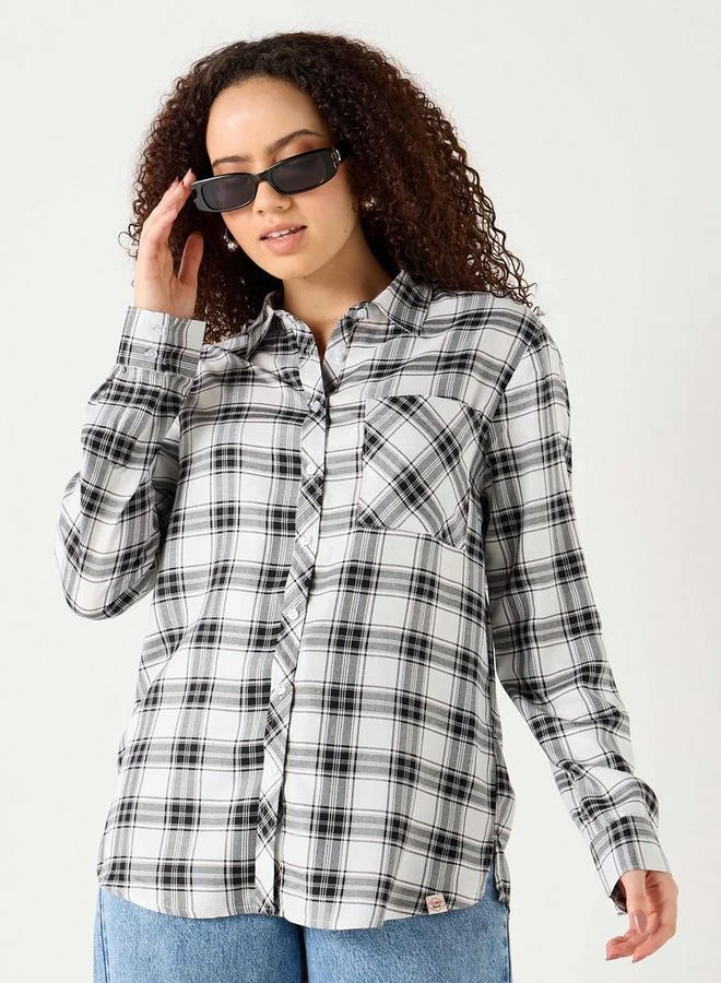 لي كوبر قميص مربعات بأكمام طويلة وجيب من لي كوبر