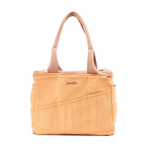 Soolla Studio Bag: Art Supply Storage Organizer & Pottery Tool Bag, Washable Craft Tote, Knitting Yarn, Crochet Projects, 30 Pockets, 15+ Canvas Colors, Artist Gift for Adults (Creamsicle Crush) - Image 1