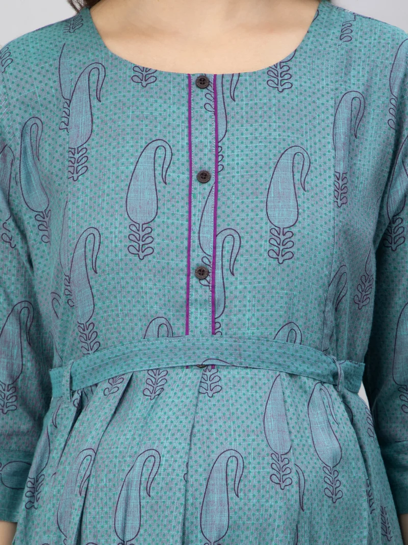 CEE 18 Women's Cotton Rayon A-Line Maternity Feeding Kurti with Zippers