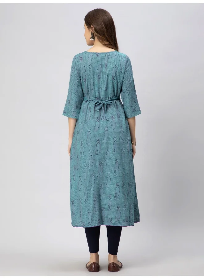 CEE 18 Women's Cotton Rayon A-Line Maternity Feeding Kurti with Zippers