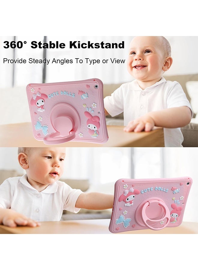 SUNDAREE جراب لهاتف Samsung Galaxy Tab A9 مقاس 8.7 بوصة - جراب سيليكون ناعم ثلاثي الأبعاد برسومات كرتونية لطيفة للفتيات مع حزام وحامل دوار للفتيات المراهقات، جراب لجهاز Samsung Tab A9 - Image 5