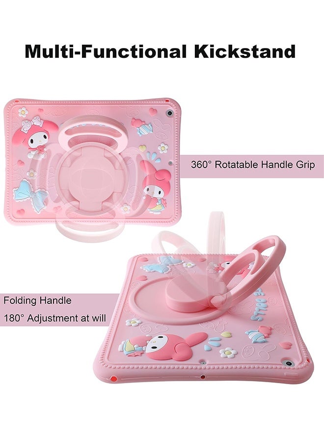 SUNDAREE جراب لهاتف Samsung Galaxy Tab A9 مقاس 8.7 بوصة - جراب سيليكون ناعم ثلاثي الأبعاد برسومات كرتونية لطيفة للفتيات مع حزام وحامل دوار للفتيات المراهقات، جراب لجهاز Samsung Tab A9 - Image 4