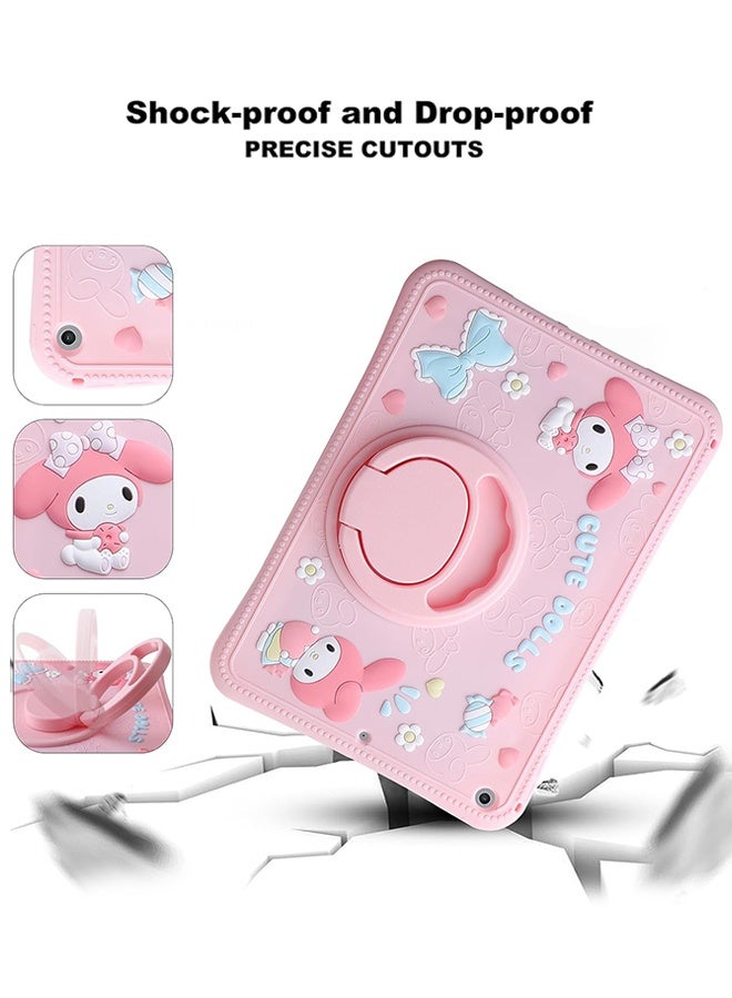SUNDAREE جراب لهاتف Samsung Galaxy Tab A9 مقاس 8.7 بوصة - جراب سيليكون ناعم ثلاثي الأبعاد برسومات كرتونية لطيفة للفتيات مع حزام وحامل دوار للفتيات المراهقات، جراب لجهاز Samsung Tab A9 - Image 3