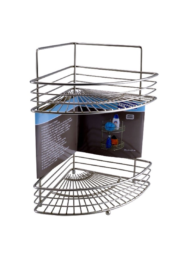 Wenko Milano 2-Tier Wire Shower Caddy Silver 22 x 31 x 37 cm 19630100  - Image 1