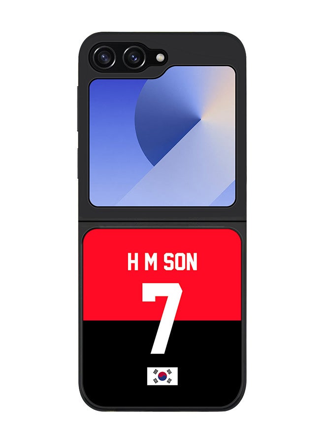 Stylizedd Rugged Black edge case for Samsung Galaxy Z Flip7 FE, Slim fit Case Flexible TPU Gel Thin Cover - Football Team - South Korea, Player Name - H M Son - Image 1