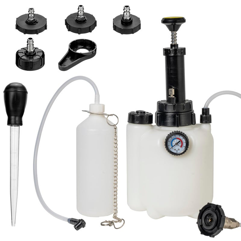 Tzuoen 3L Brake Bleeder Kit, Manual Brake Fluid Bleeder Kit with 1L Waste Bottle and 43.5/45/49.5/50.7mm 4 Master Cylinders Adapters and Fluid Dropper, Suitable for Most Vehicles - Image 1