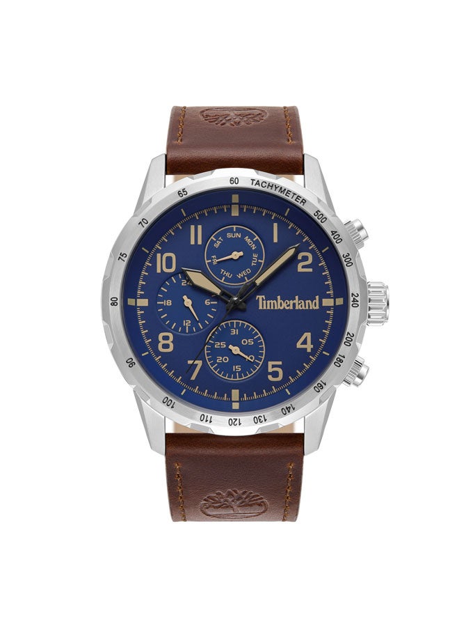 Timberland Men Campton 44 mm Men's Multifunction Watch Blue  Dial  & Brown Leather Strap - Image 1