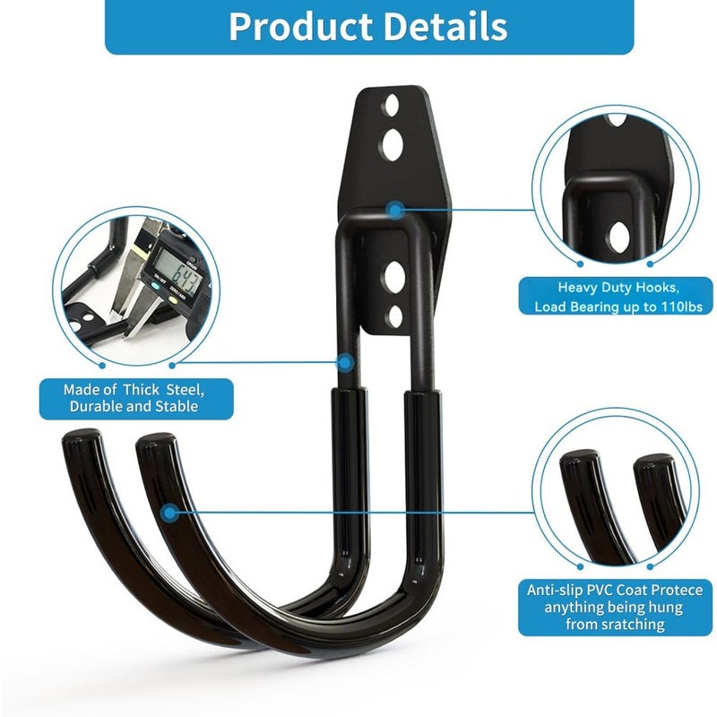 9pcs Heavy Duty Garage Hooks Wall Mount Electric Car Charger Holder Storage Rack - Image 5