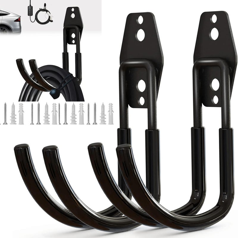 9pcs Heavy Duty Garage Hooks Wall Mount Electric Car Charger Holder Storage Rack - Image 2