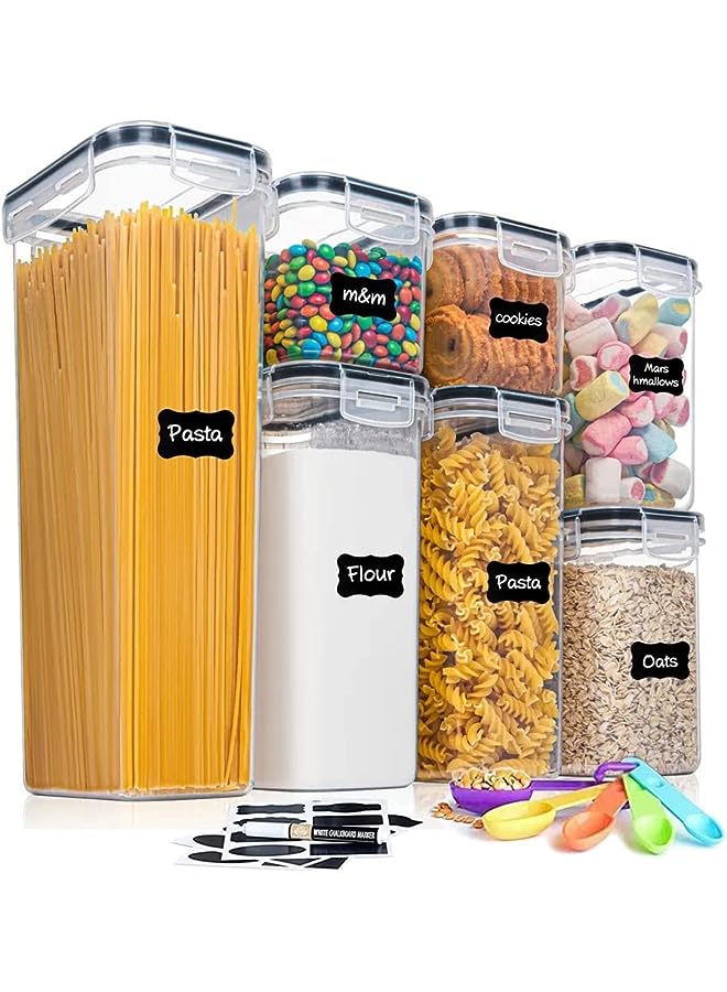 IAF Food Storage Container Set,7 Pcs Kitchen Pantry Storage Containers with Lids Large size Kitchen & Pantry Containers Reusable Completely sealed Storage Jars for Storing Pasta,Cereal,Sugar - Image 1