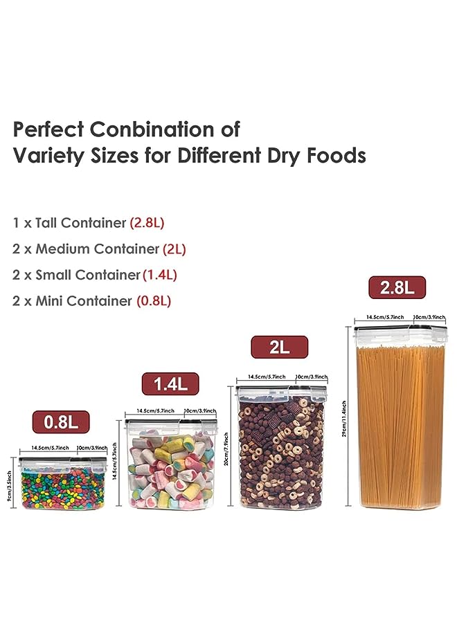 IAF Food Storage Container Set,7 Pcs Kitchen Pantry Storage Containers with Lids Large size Kitchen & Pantry Containers Reusable Completely sealed Storage Jars for Storing Pasta,Cereal,Sugar - Image 2