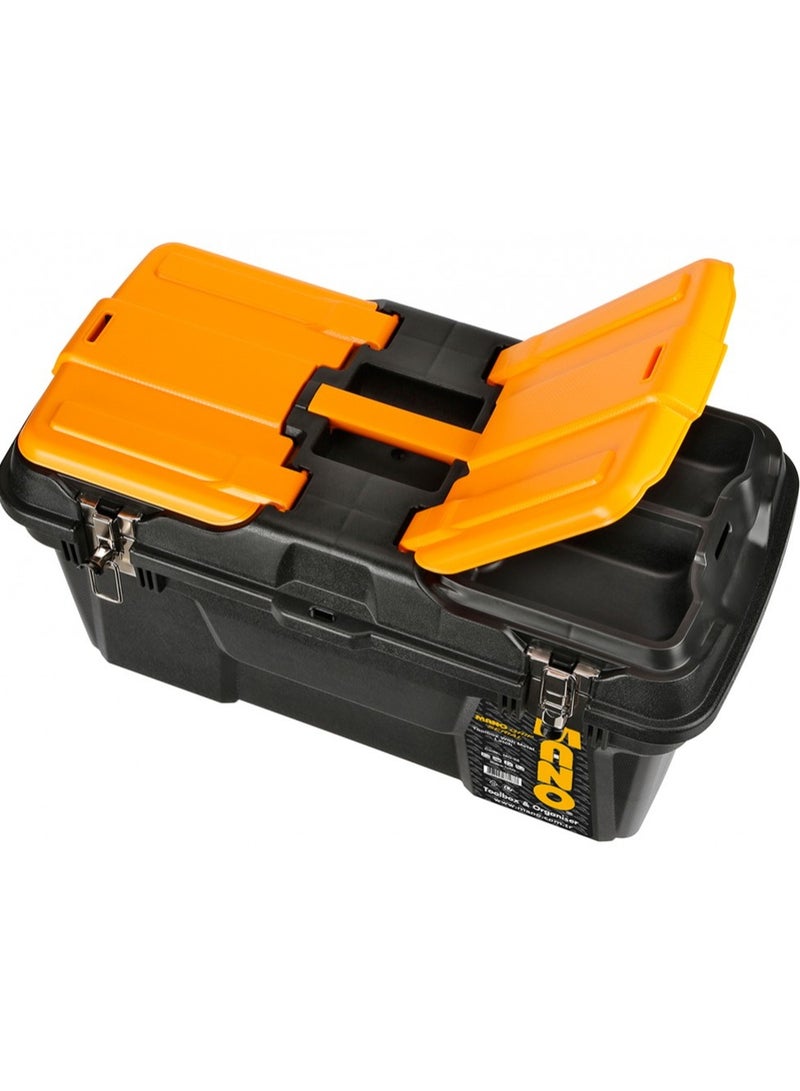 Mano MG-22 Toolbox with Metal Latch 22" – 310mm x 582mm x 234mm, Plastic Toolbox Black/Yellow - Image 2