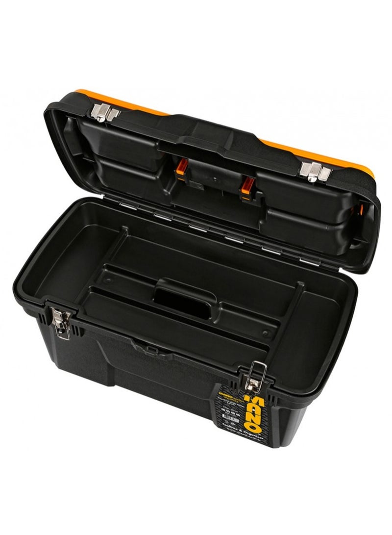 Mano MG-22 Toolbox with Metal Latch 22" – 310mm x 582mm x 234mm, Plastic Toolbox Black/Yellow - Image 3
