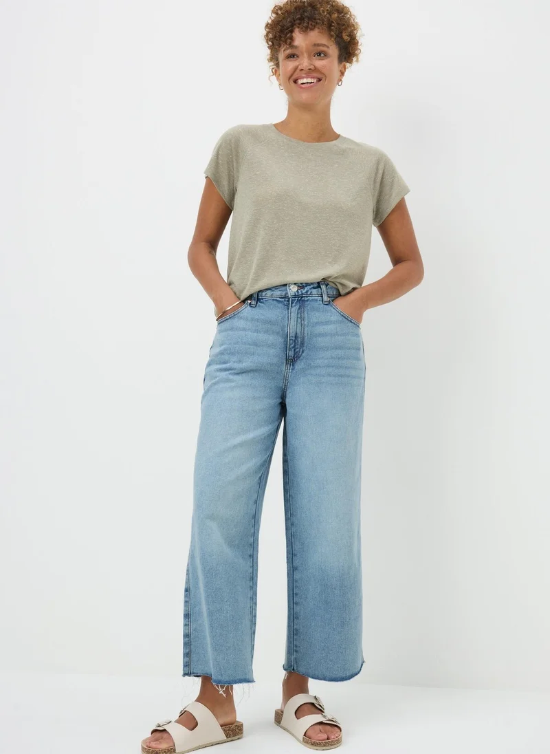 Matalan Blue Light Wash Wide Leg Cropped Jeans