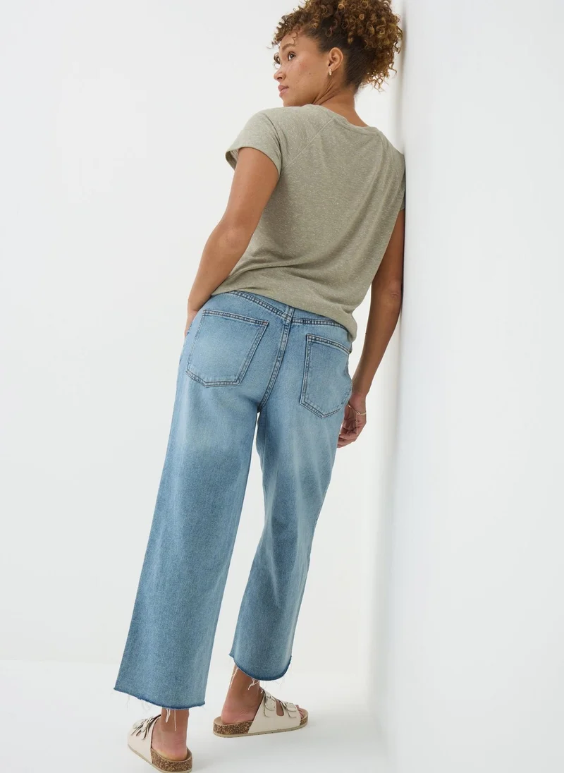 Matalan Blue Light Wash Wide Leg Cropped Jeans