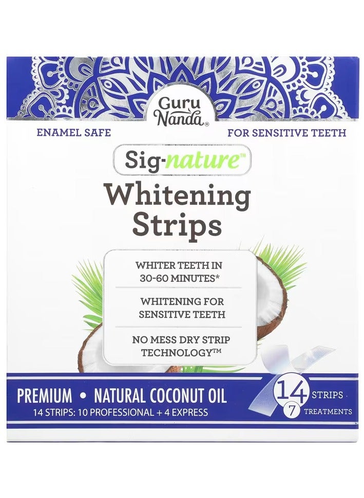 GuruNanda Whitening Strips with Natural Coconut Oil for Sensitive Teeth, 14 Strips  - Image 1