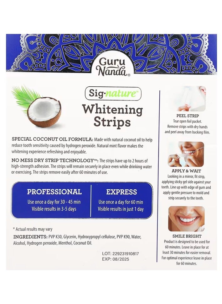 GuruNanda Whitening Strips with Natural Coconut Oil for Sensitive Teeth, 14 Strips  - Image 2