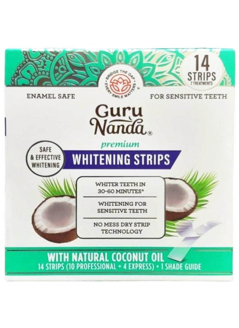 GuruNanda - Whitening Strips with Natural Coconut Oil for Sensitive Teeth, 14 Strips - Image 1