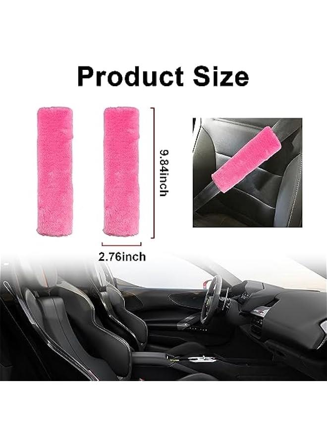 2 Packs Car Seatbelt Covers Shoulder Pad, Universal Soft Faux Sheepskin Shoulder Cover for Comfortable Driving, Fluffy Seat Belt Protector Help to Protect Your Neck and Shoulder (Pink) - Image 2