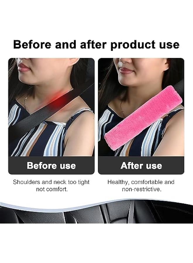 2 Packs Car Seatbelt Covers Shoulder Pad, Universal Soft Faux Sheepskin Shoulder Cover for Comfortable Driving, Fluffy Seat Belt Protector Help to Protect Your Neck and Shoulder (Pink) - Image 4