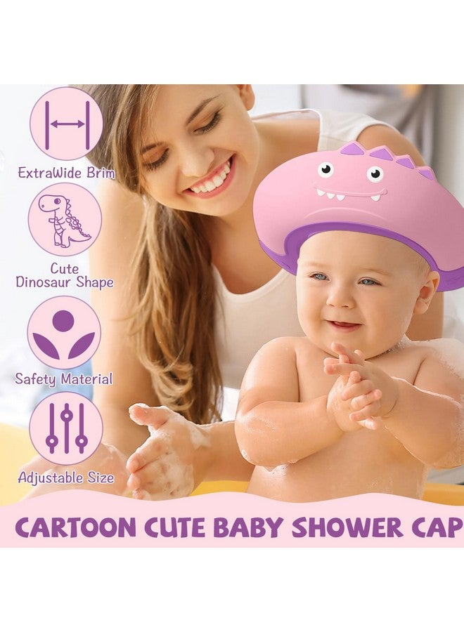 Thcbme Baby Shower Cap Shield, Shower Cap for Kids, Visor Hat for Eye and Ear Protection for 0-9 Years Old Children,Cute Dinosaur shape Makes the Baby Bath More Fun… (Pink) - Image 4